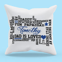 Dad Synonyms Word Art Personalized Pillow shown by itself