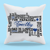Dad Synonyms Word Art Personalized Pillow shown by itself