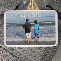 Dad & Son fishing photo on a serving tray