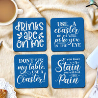 Coasters Set of 4 With Funny Coaster Humor