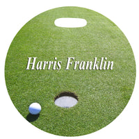 4 inch round Golf Bag Tag with golf green and name
