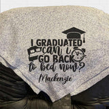 Gray Throw Blanket - I Graduated Can I Go Back to bed now? with any name