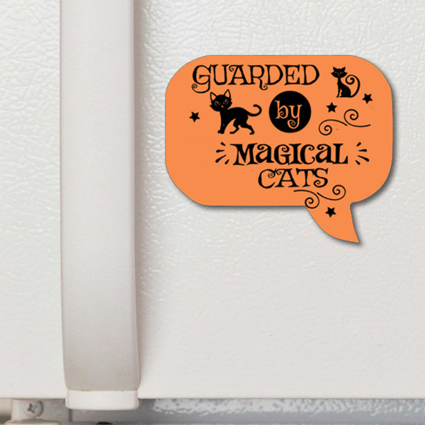 Halloween Speech Bubble Refrigerator Magnet Guarded by Magical Cats