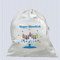 Hanukkah Gift Bag Large Loot Bag with Name in Menorah and custom text