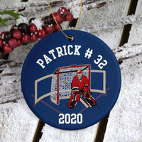 Hockey Goalie Net Personalized Porcelain Christmas Ornament