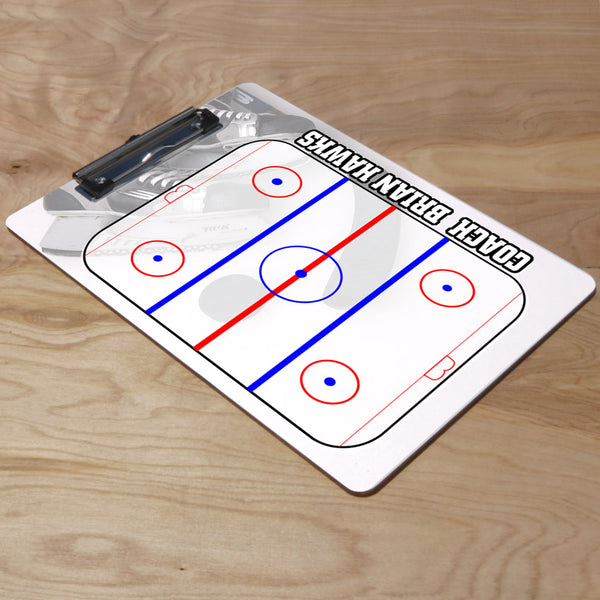 Hockey Play by Play Clipboard shown with flat sports clip