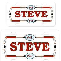 Hockey Sticks Theme License Plates With Name or Custom Text
