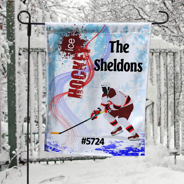 Ice Hockey Design Yard Flag personalized with name and house number