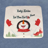 13" square kitchen hand or face towel with snowman eating snowflakes personalized let them eat snow