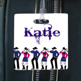 line dance personalized 3.5 inch square bag tag