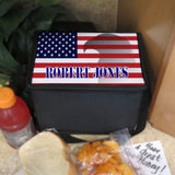 Lunch Cooler Tote with Shoulder Strap USA Flag with Eagle and Name
