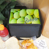 Insulated Lunch Cooler with shoulder strap Tennis Ball Design and name