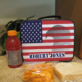 Lunch Bag with Handle USA Flag with Eagle and your name