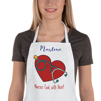 Nurse Heart and Stethoscope  along with twol lines of text on a cooking apron