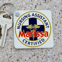 Custom Square Shape Key Ring for Certified Nursing Assistant