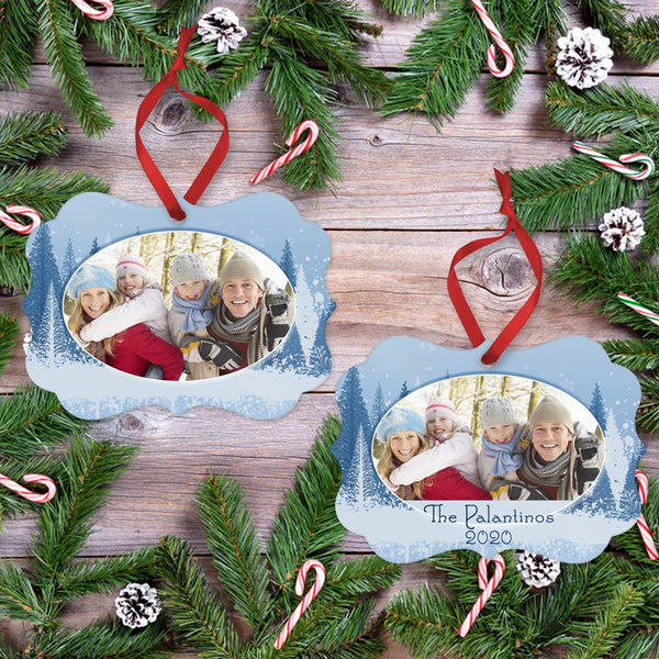 Ornament Winter Tree Scape Christmas Ornament With Your Photo
