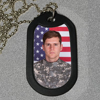 photo dog tag with military person photo
