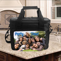 Large photo lunch coolers fits a 6 pack and snacks along with having pockets for your water bottle or whatever you need. your photo or digital artwork and any text. Great for picnics with the gang!