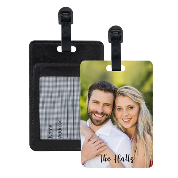 Photo Leather Luggage Tags with Info Card on back
