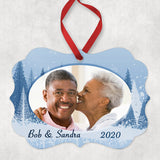 couple's photo in tree lined benelux shaped ornament