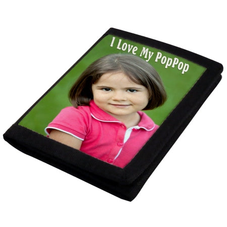 nylon tri-fold custom photo wallet