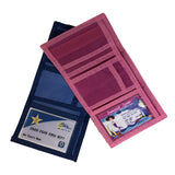 pink and blue wallets have a clear slot for ID