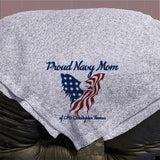 Proud Military Relative Personalized Eagle Flag Throw Blanket