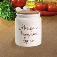 Personalized side of corked canister jar