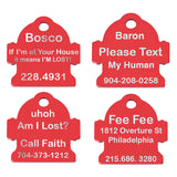 4 different text set ups for the hydrant dog tag