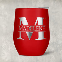 Your name inside an initial wine tumbler