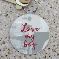 Photo key chain side 2  photo is watermarked behind text