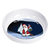 Bowl with your text and Santa Clause holding a gift bag