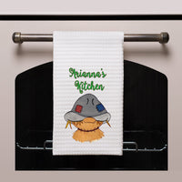 Waffle weave Towel with Autumn Scarecrow Design and your personalization