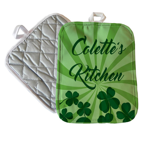 Shamrock Rays Kitchen Pot Holders Personalized With Any Name