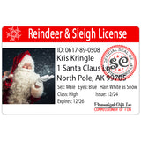 Santa's sleigh Driver's License Personalized with your info.
