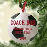 Soccer Ball Design Round Plastic Christmas Ornament with Three Text Areas.