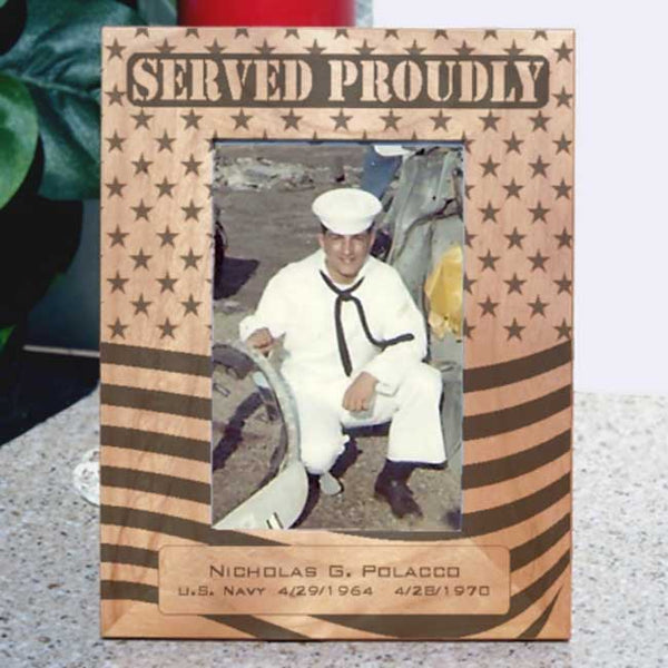 Served Proudly Tall Military Picture Frame with Navy Man photo