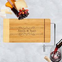 Personalized cheese board with swirl border and any names