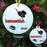 Personalized Tap Dance Shoes, Hat and Cane Christmas Ornaments. Porcelain and Plastic 3" round ornaments with your custom text.