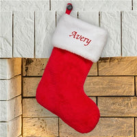 Christmas Stocking Red Plush Embroidered with any name
