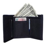 wallet inside view showing cash slot and slots for credit cards and license and 