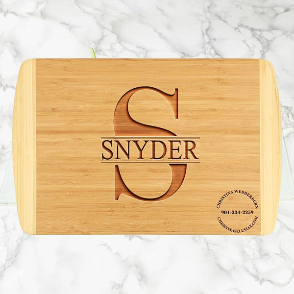 large personalized two tone wood cutting board